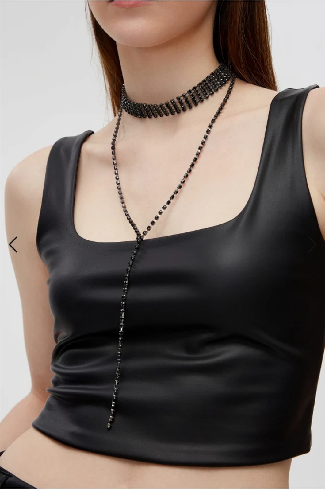 Deri Görünümlü Kısa Üst