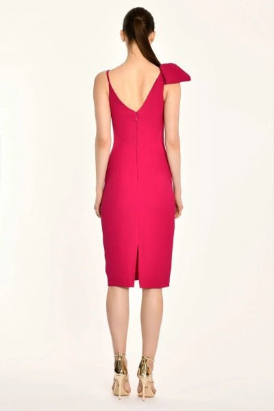 Tek Omuz Kurdela Detaylı Kalem Elbise