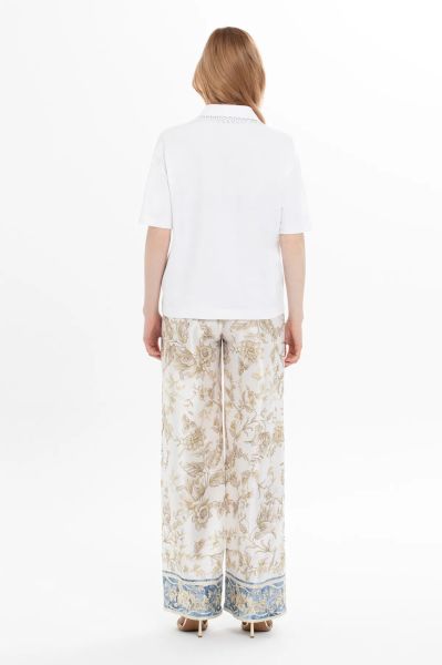 Fermuarlı Yarım Kol Beyaz Bluz