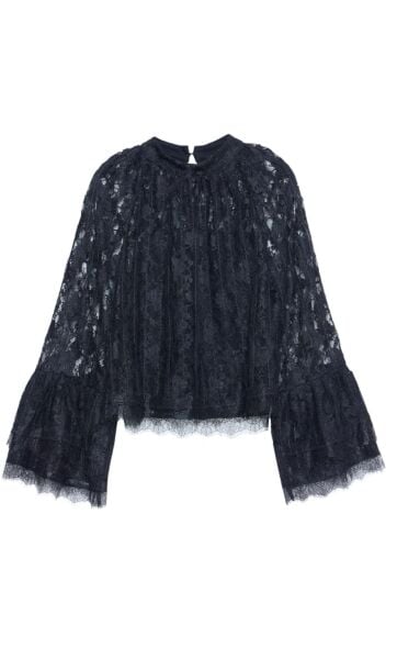 Geniş kollu dantel bluz