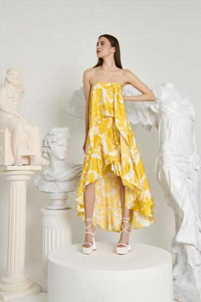 Saten Desenli Elbise