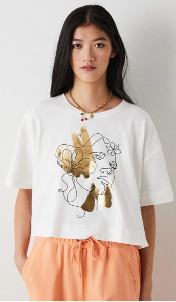 Lurex baskılı tişört