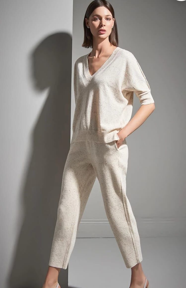 BELİ KORDONLU NOPELİ EKRU TRİKO PANTOLON