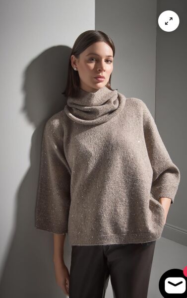 FONKSİYONEL YAKALI PULLU KAHVERENGİ TRİKO KAZAK