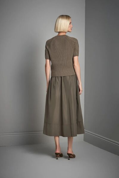 TAŞ BASKILI SAÇ ÖRGÜLÜ YEŞİL TRİKO KAZAK