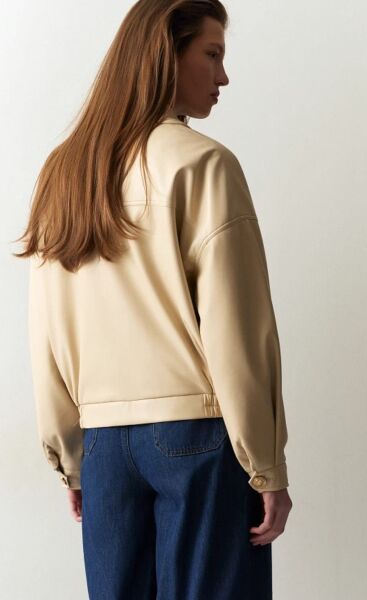 Kemerli deri görünümlü ceket