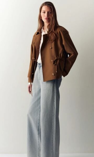 Belden bağlamalı kısa kesimli ceket