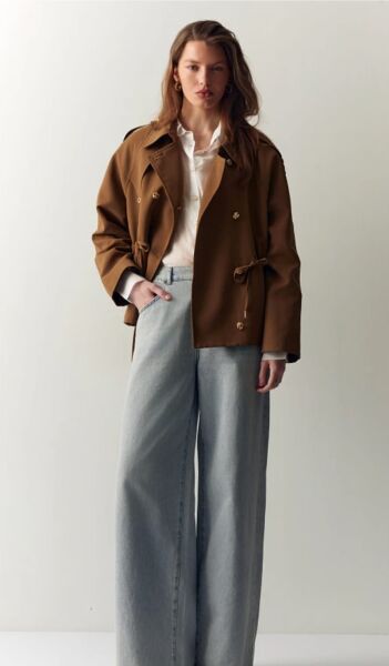 Belden bağlamalı kısa kesimli ceket