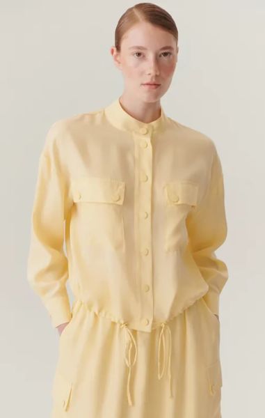 Hakim Yaka Çift Cepli Ayarlanabilir Bağcıklı Rahat Kalıp Lyocell Ceket