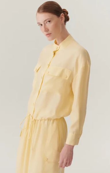 Hakim Yaka Çift Cepli Ayarlanabilir Bağcıklı Rahat Kalıp Lyocell Ceket