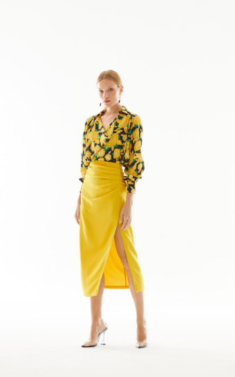 Degaje Desenli Bluz Sarı