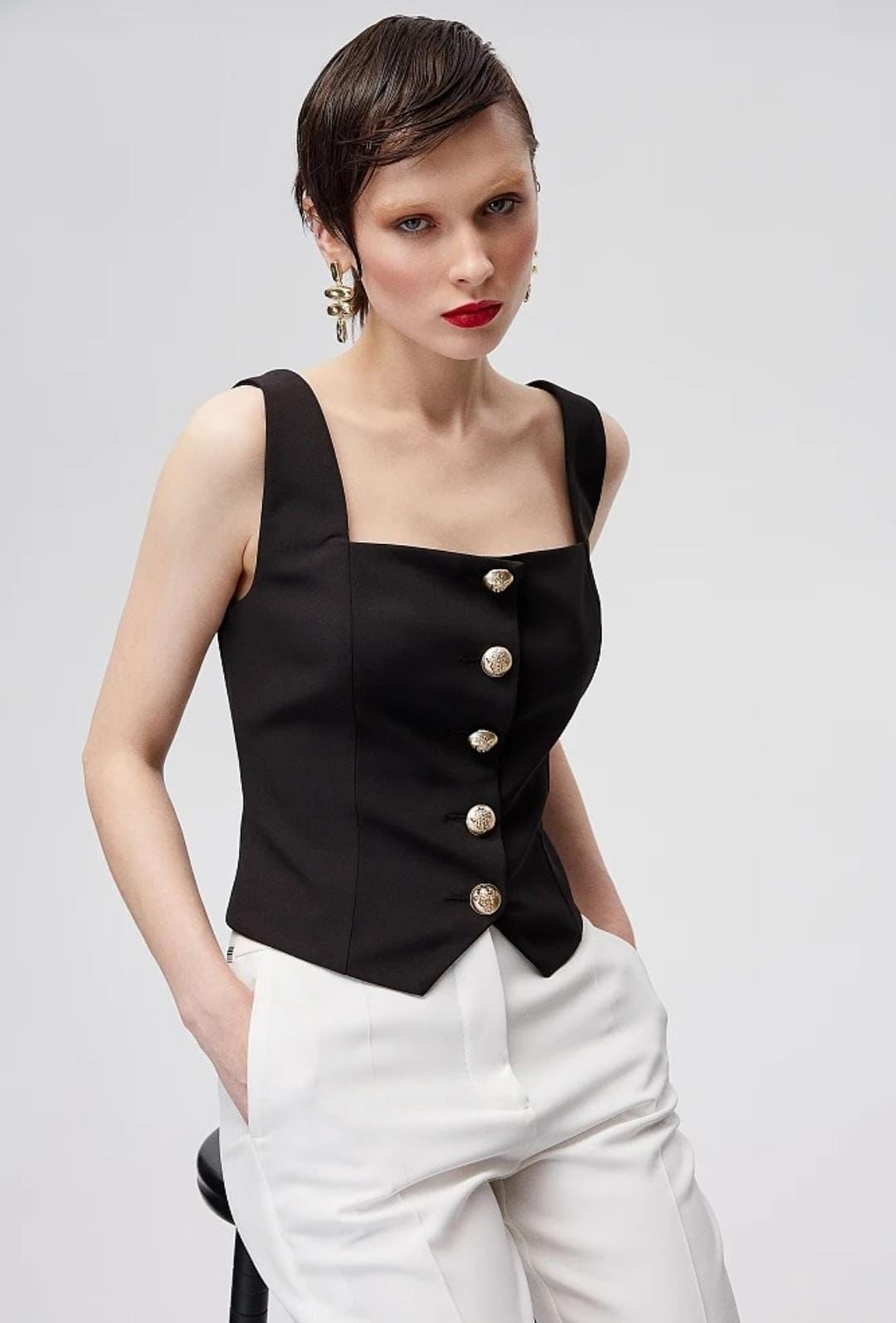 Taşlı Düğmeli Büstiyer