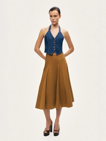 BOYUNDAN BAĞLAMALI DENİM YELEK