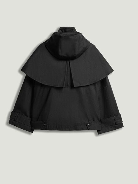 PELERİN DETAYLI KAPÜŞONLU TRENÇKOT