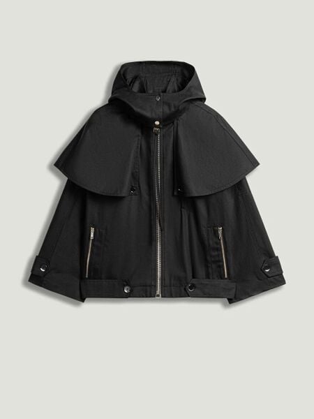 PELERİN DETAYLI KAPÜŞONLU TRENÇKOT