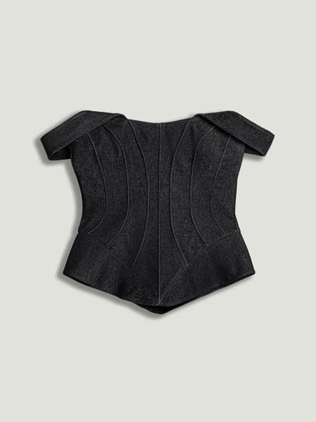 KORSE GÖRÜNÜMLÜ DENİM BÜSTİYER