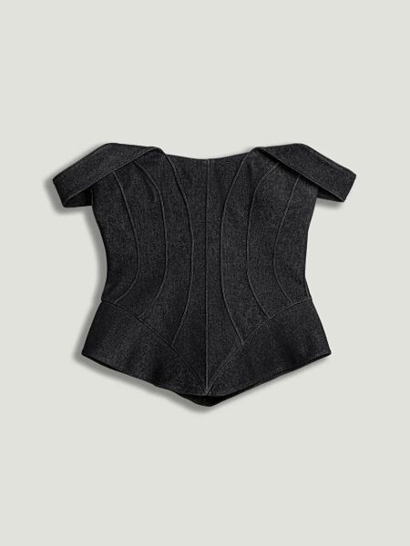 KORSE GÖRÜNÜMLÜ DENİM BÜSTİYER