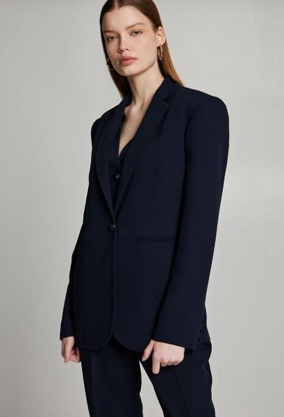 Taşlı Düğmeli Krep Blazer