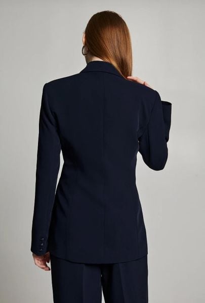 Taşlı Düğmeli Krep Blazer