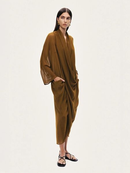 DRAPE DETAYLI MİDİ ELBİSE