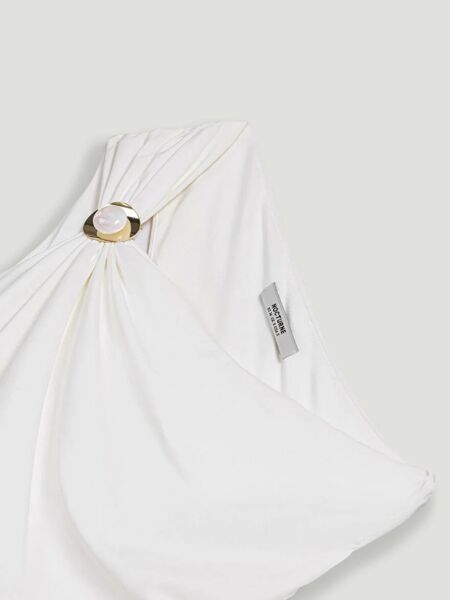 GOLD AKSESUARLI KONTRAST DETAYLI MAXİ ELBİSE