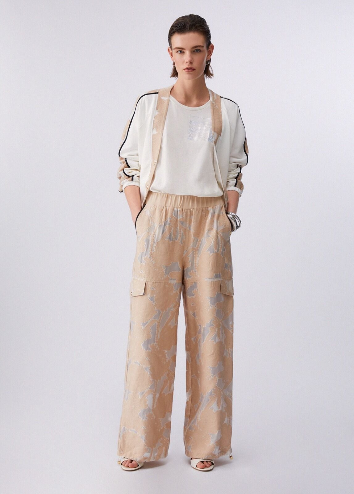 Organza jakarlı pantolon