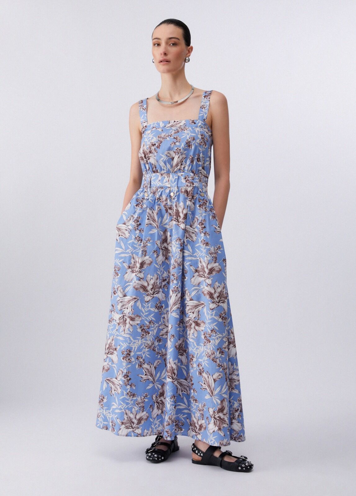 Liu Jo Kadın Mavi Dalgalı Zambak Elbisesi