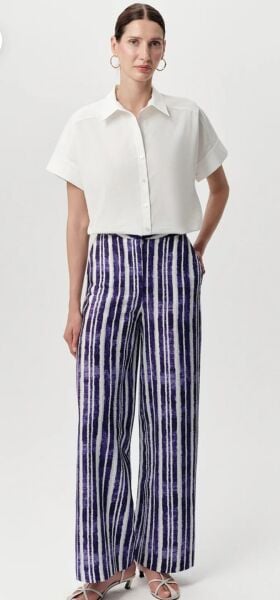 Geniş Paça Fermuarlı Cepli Gofre Regular Pantolon