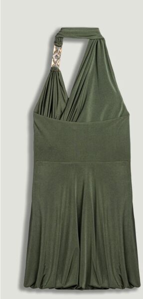 BURGU DETAYLI HALTER YAKA MİNİ ELBİSE