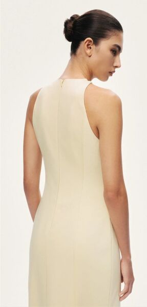 DÜĞME DETAYLI MİDİ ELBİSE