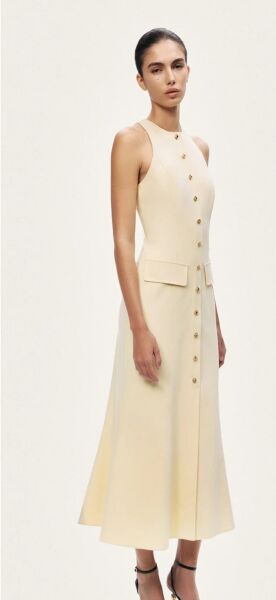 DÜĞME DETAYLI MİDİ ELBİSE