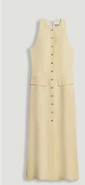 DÜĞME DETAYLI MİDİ ELBİSE