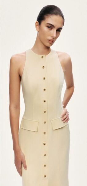 DÜĞME DETAYLI MİDİ ELBİSE