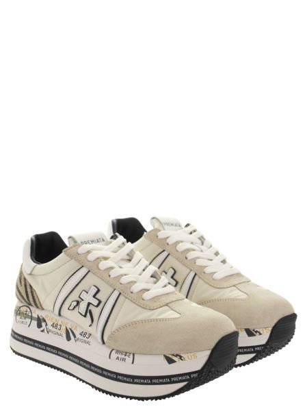 BETH LOGO DETAY KADIN DERİ SNEAKER-BEJ