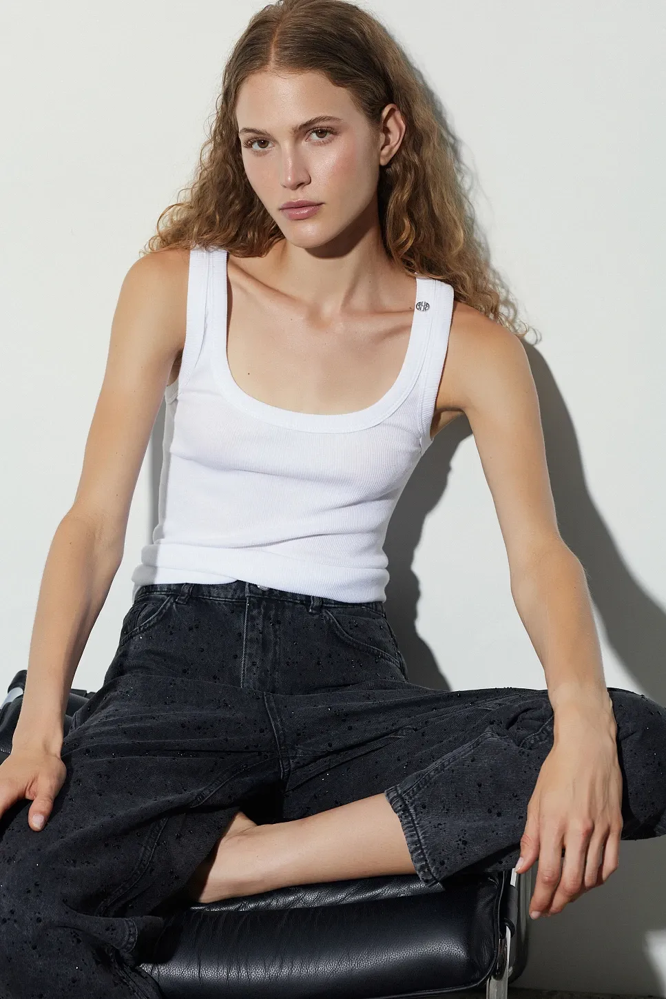 TAŞ DETAYLI JEAN PANTOLON-SİYAH