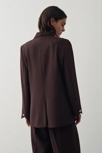 DORE DÜĞME DETAY BLAZER CEKET-ACI KAHVE