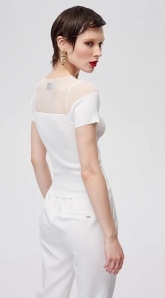 File Tasarımlı Kısa Kollu Bluz