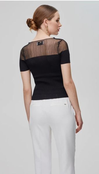 File Tasarımlı Kısa Kollu Bluz