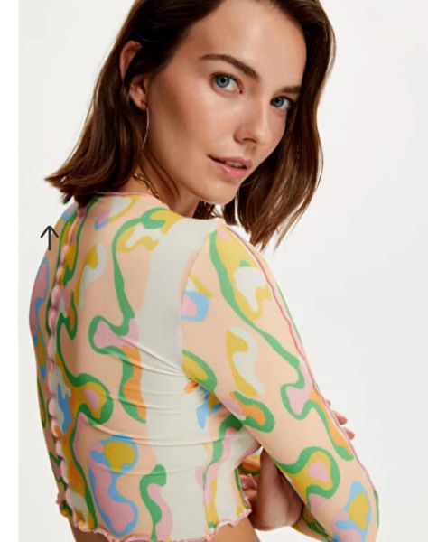 Desenli Fırfır Detaylı Body