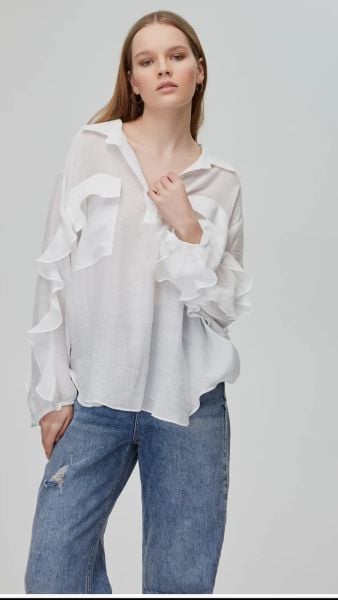 Kolları Fırfırlı Bluz