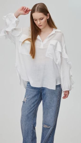 Kolları Fırfırlı Bluz