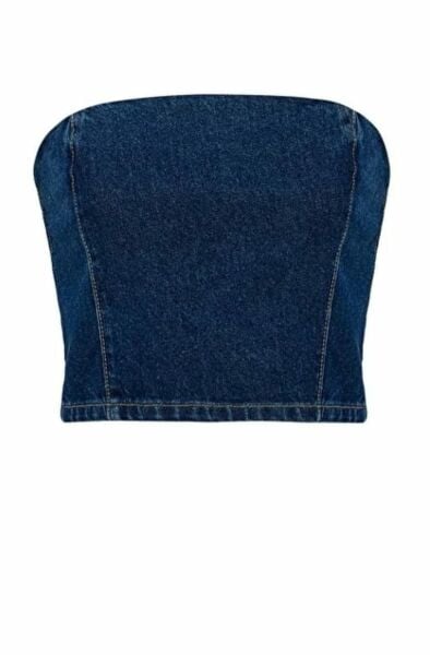Düz Yaka Crop Top
