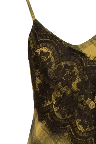 DANTELLİ EKOSE ASİMETRİK ELBİSE ZEYTİN-YEŞİL