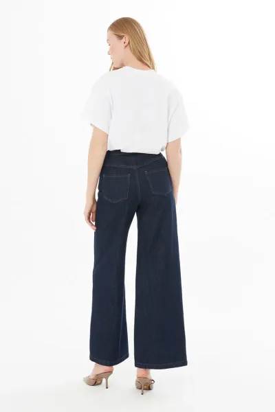 NAKIŞ DETAY BOL PAÇA JEAN PANTOLON