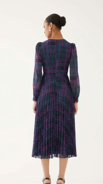 Drapeli Pileli Şifon Elbise