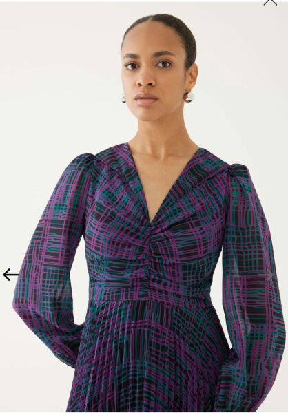 Drapeli Pileli Şifon Elbise