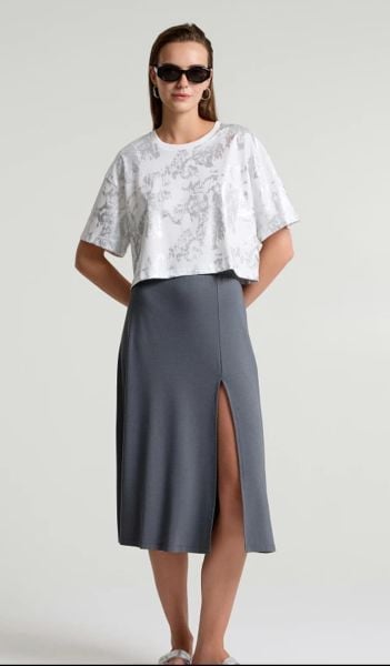 Yırtmaçlı midi etek