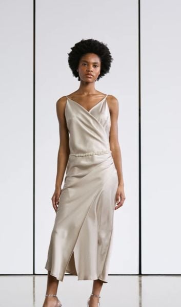 Midi saten elbise - Gold Label