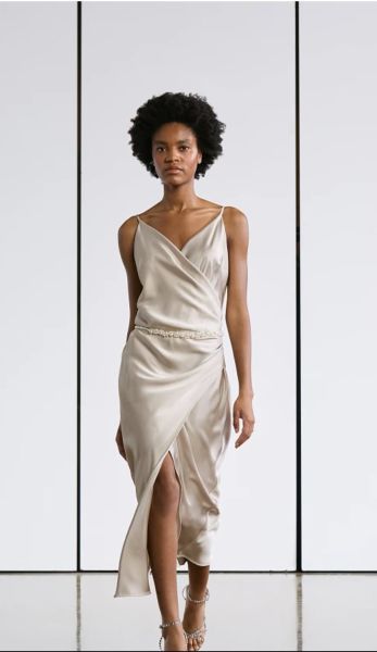 Midi saten elbise - Gold Label