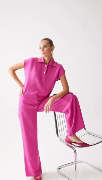 Yaka Detaylı Fuşya Bluz